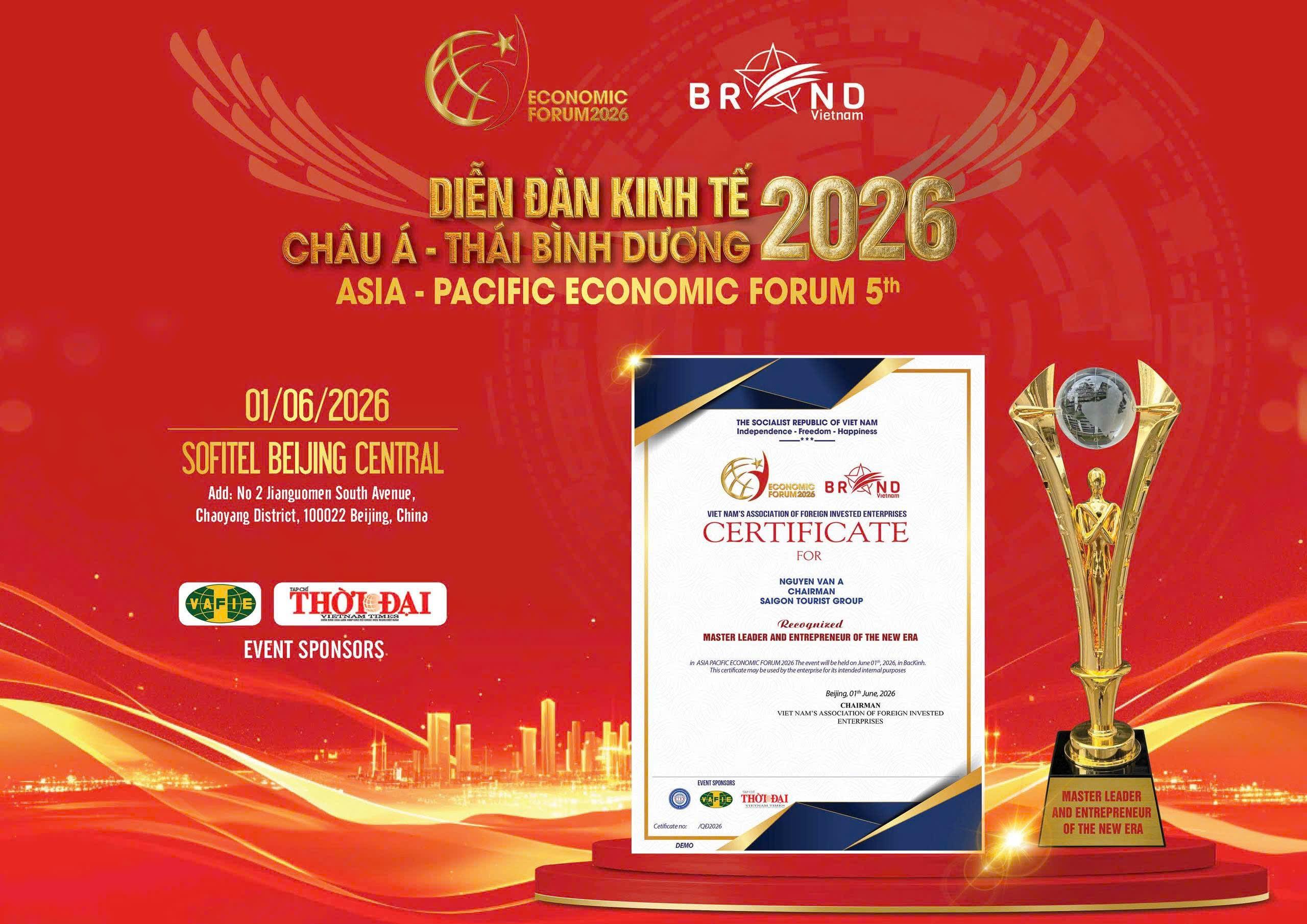 Tôn vinh Thương hiệu tiêu biểu Châu Á Thái Bình Dương 2026 tại Bắc Kinh